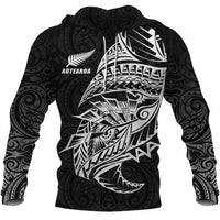 New Zealand Hoodie, Maori Tattoo Pullover Hoodie Polynesian Style Unisex Black - Polynesian Pride