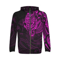 New Zealand Maori Tattoo All Over Print Zip up Pink Hoodie - Polynesian Pride