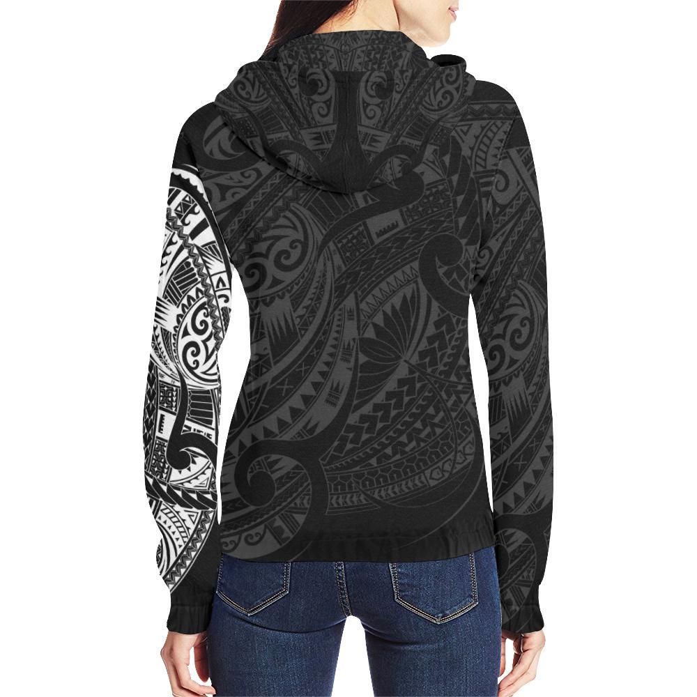 Maori Hoodie, New Zealand Maori Tattoo Zip up Hoodie - Polynesian Pride