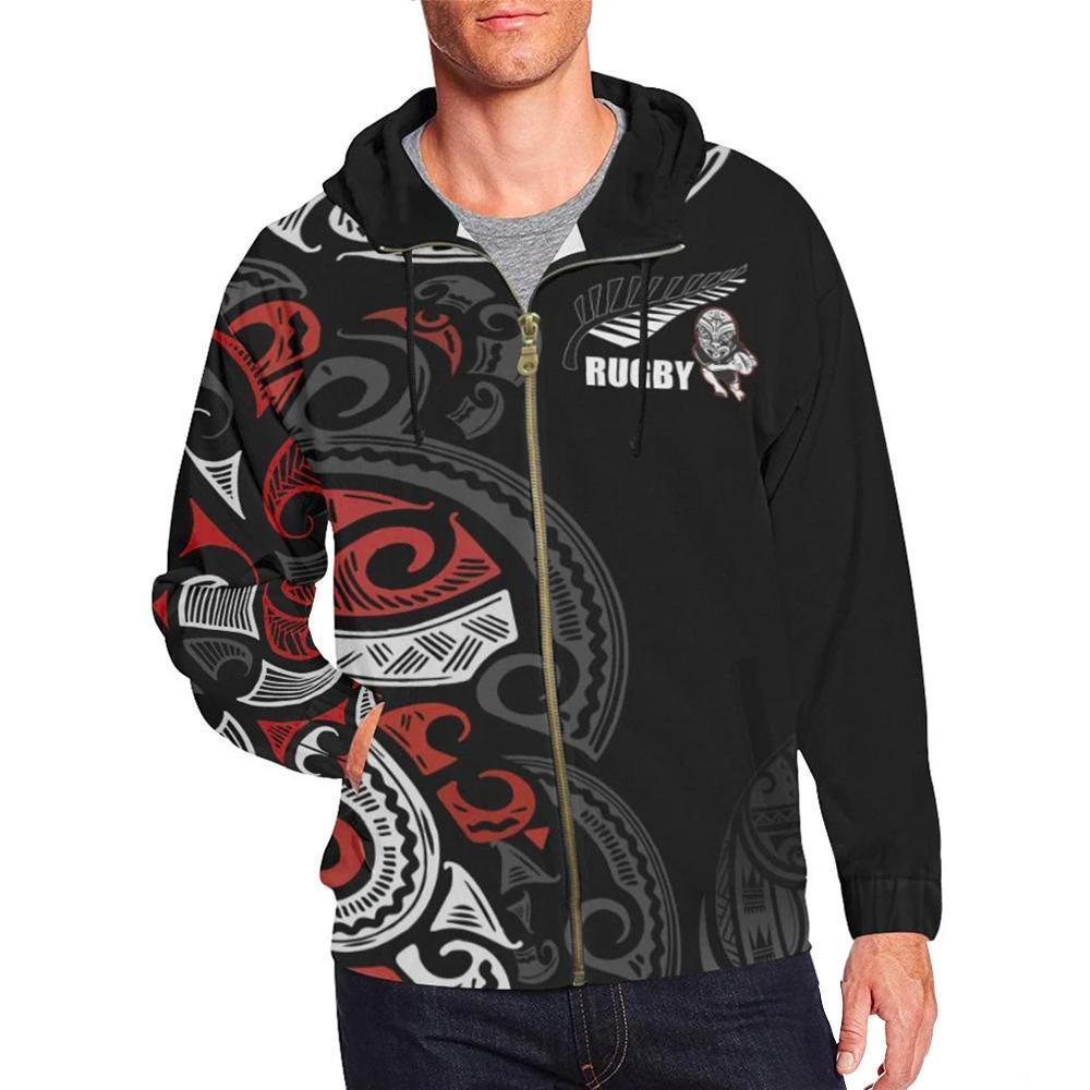 Maori Zip Hoodie Rugby - Polynesian Pride