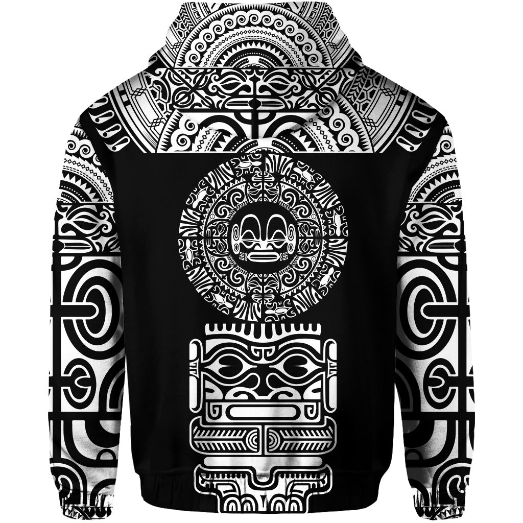 Marquesas Islands Zip Hoodie Marquesan Tattoo Simplified Version Black LT8 - Polynesian Pride