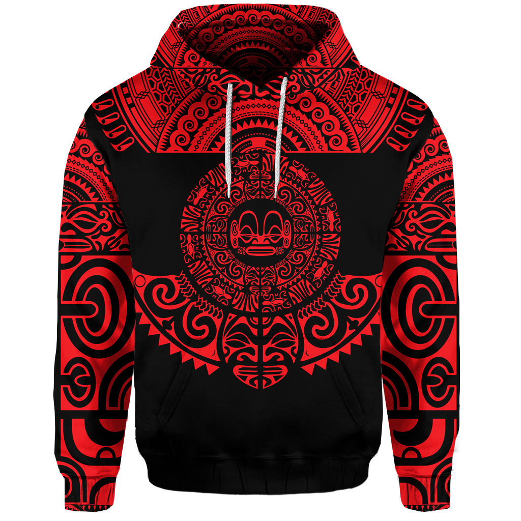 Custom Marquesas Islands Hoodie Marquesan Tattoo Simplified Version Red LT8 - Polynesian Pride