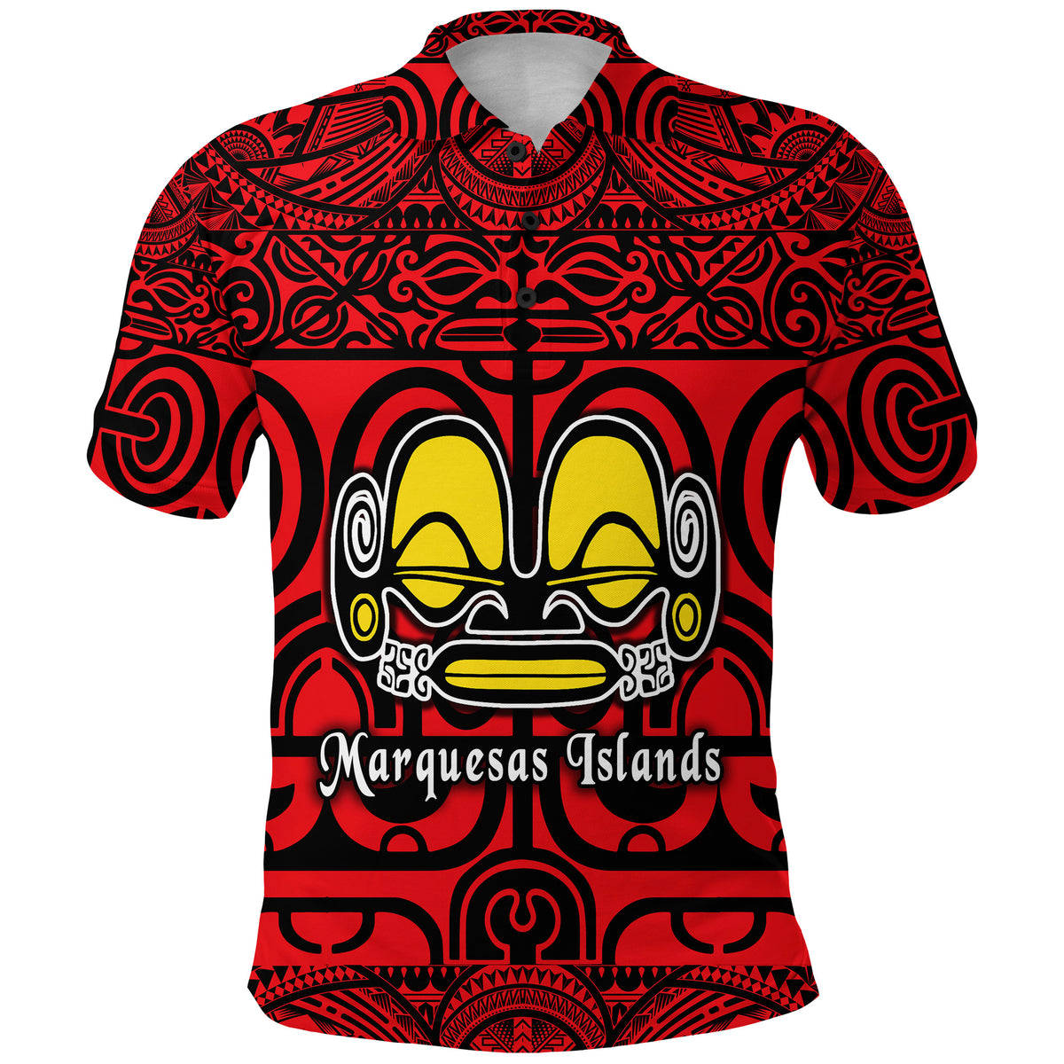 Marquesas Islands Polo Shirt Marquesan Tattoo Simple Style Red LT8 - Polynesian Pride