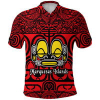 Custom Marquesas Islands Polo Shirt Marquesan Tattoo Simple Style Red LT8 - Polynesian Pride