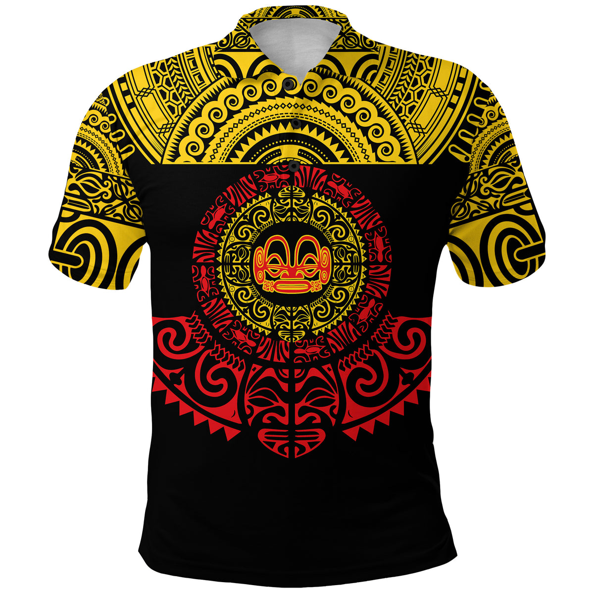Custom Marquesas Islands Polo Shirt Marquesan Tattoo Simplified Version Yellow LT8 - Polynesian Pride