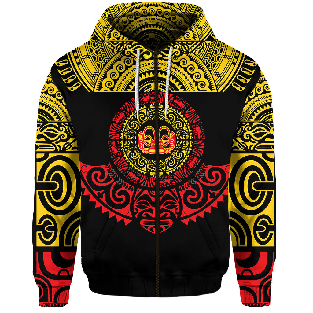 Marquesas Islands Zip Hoodie Marquesan Tattoo Simplified Version Yellow LT8 - Polynesian Pride