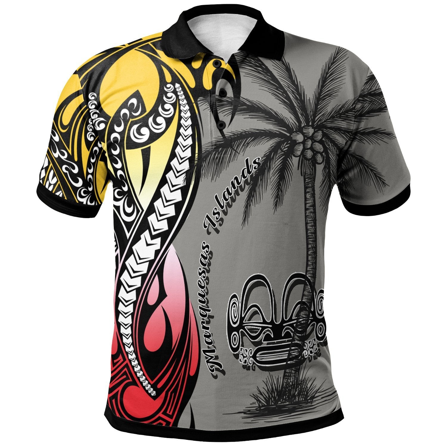 Marquesas Islands Polo Shirt Classical Coconut Tree Unisex Gray - Polynesian Pride