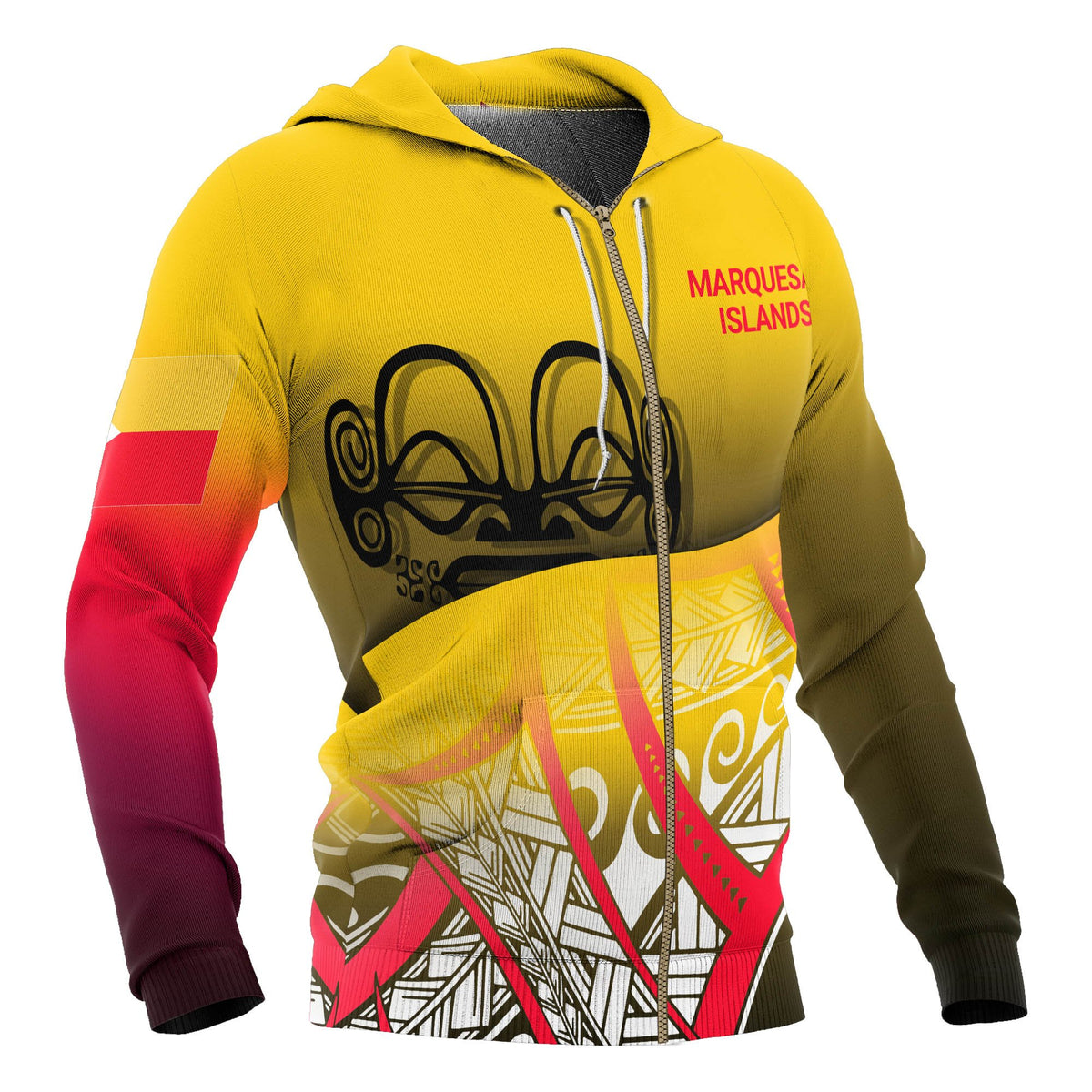 Marquesas Islands Coat of Arms Zip up Hoodie Polynesian Pattern - Polynesian Pride