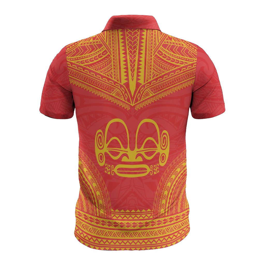 Marquesas Islands Polo Shirt Marquesas Islands Tiki Face Polynesian Chief Tattoo Flag Version - Polynesian Pride