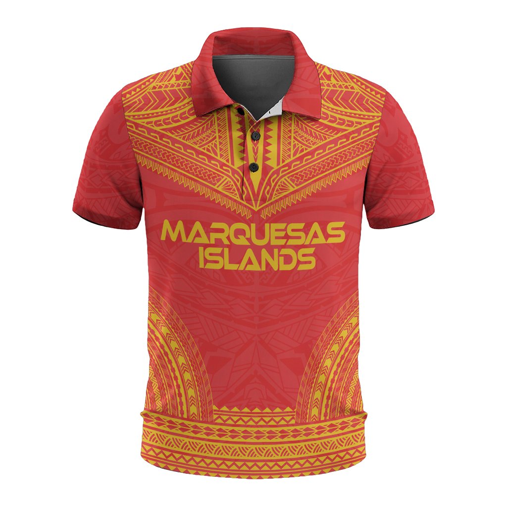 Marquesas Islands Polo Shirt Marquesas Islands Tiki Face Polynesian Chief Tattoo Flag Version Unisex White - Polynesian Pride