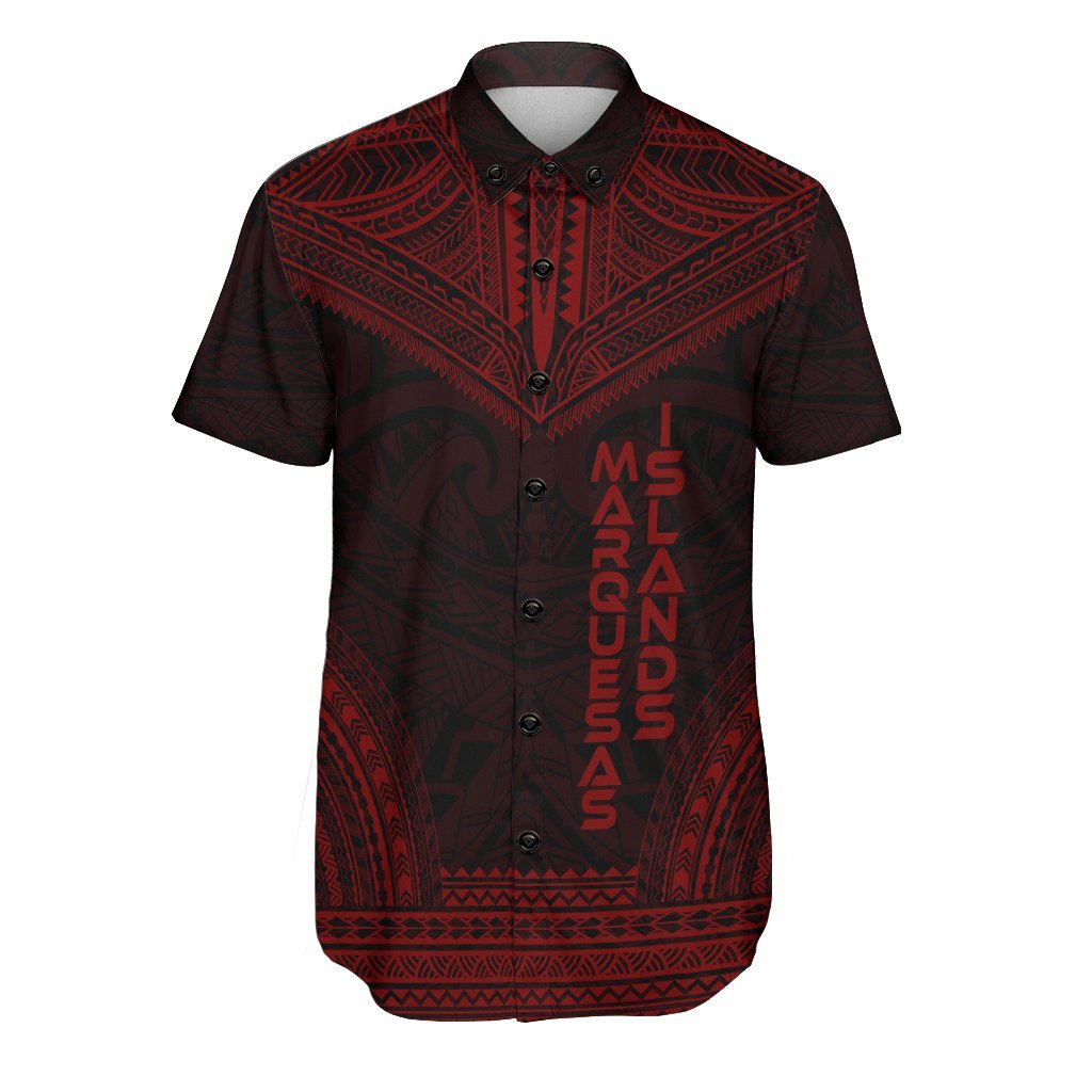 Marquesas Islands Polynesian Chief Shirt - Red Version Men Red - Polynesian Pride