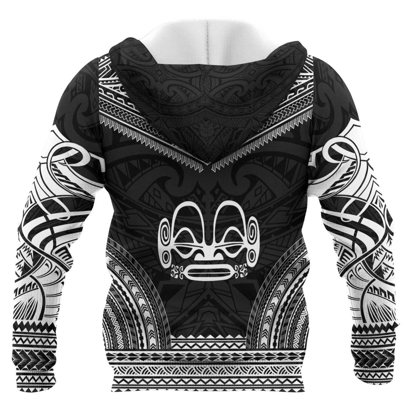 Marquesas Islands Polynesian Chief Custom Zip up Hoodie Black Version Unisex Black - Polynesian Pride
