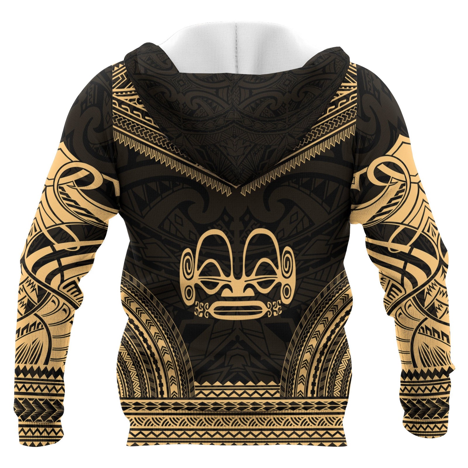 Marquesas Islands Polynesian Chief Custom Zip up Hoodie Gold Version Gold - Polynesian Pride