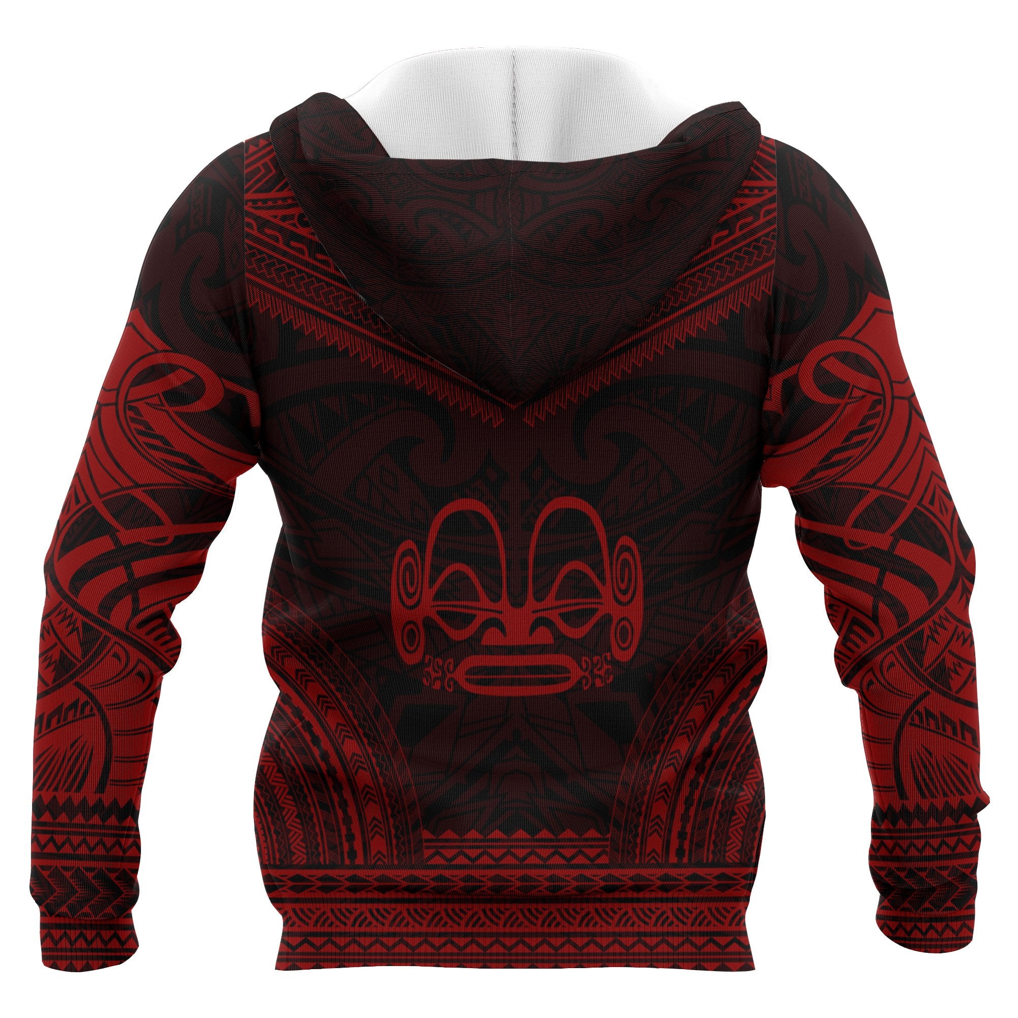 Marquesas Islands Polynesian Chief Custom Zip up Hoodie Red Version Unisex Red - Polynesian Pride