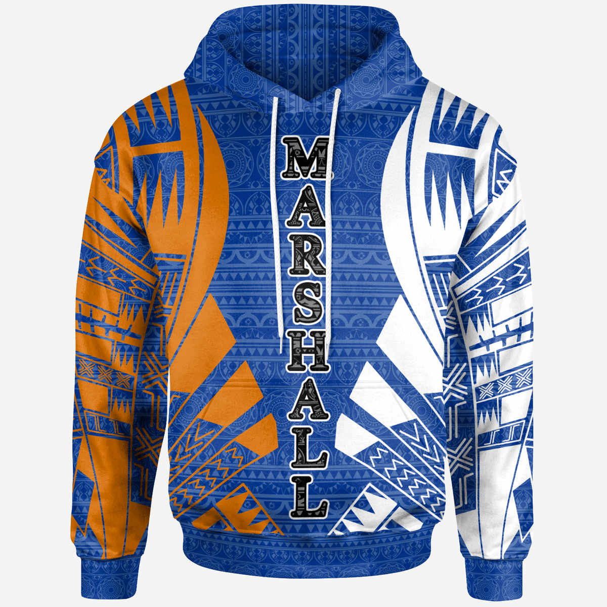 Marshall Islands All Over Hoodie Tattoo Style Unisex Blue - Polynesian Pride