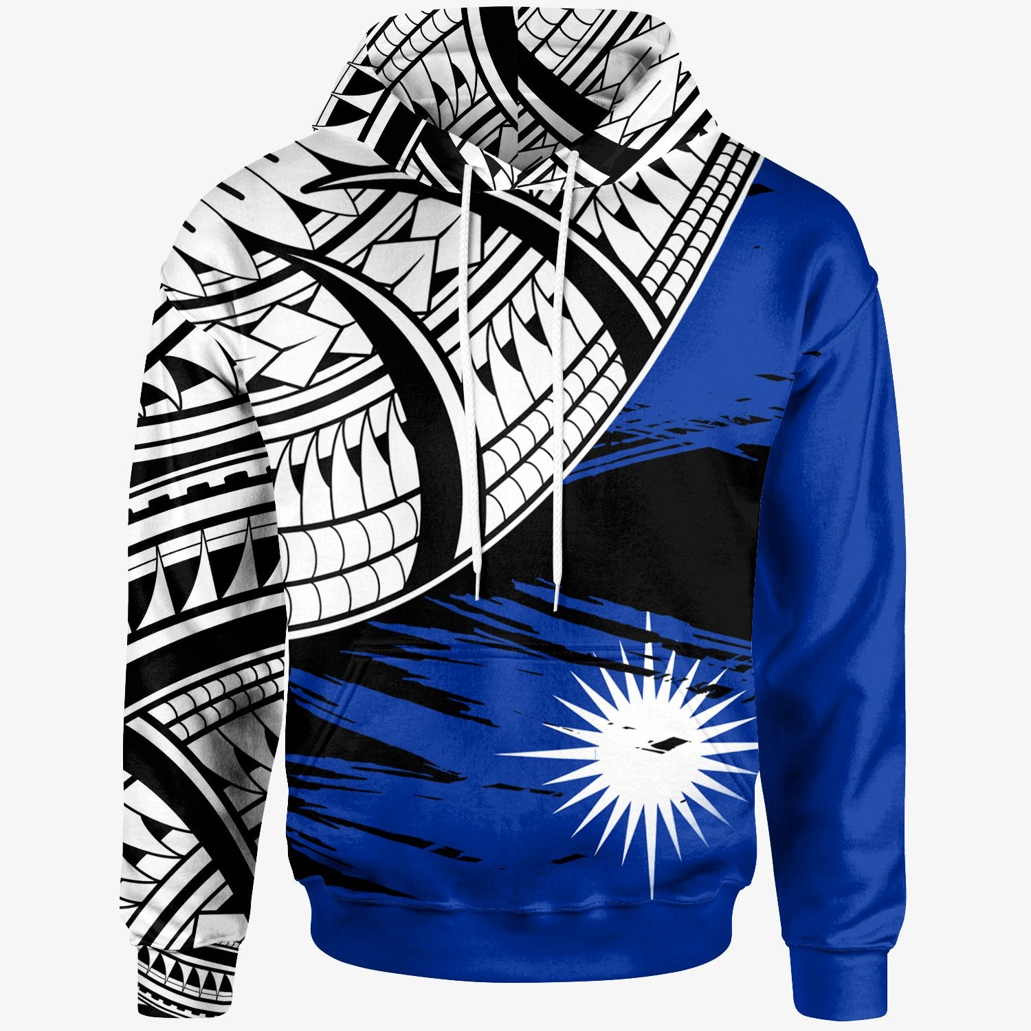 Marshall Islands Custom Hoodie Marshall Islands Flag Style With Claw Pattern Unisex Blue - Polynesian Pride