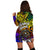 Marshall Islands Custom Personalised Hoodie Dress - Rainbow Polynesian Pattern Crest - Polynesian Pride