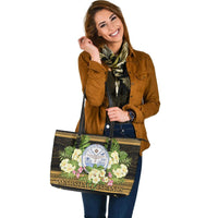 Marshall Islands Leather Tote - Polynesian Gold Patterns Collection - Polynesian Pride