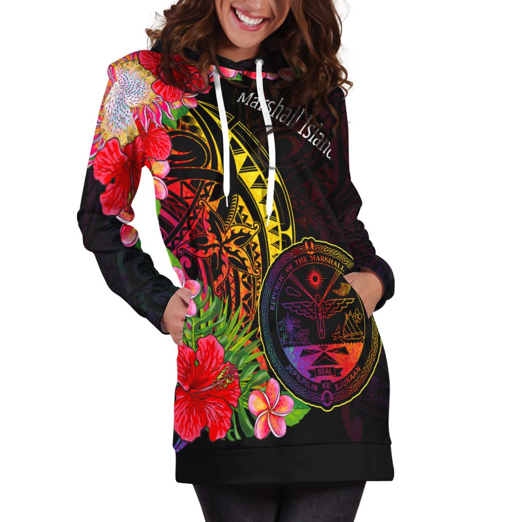 Marshall Islands Hoodie Dress - Tropical Hippie Style - Polynesian Pride