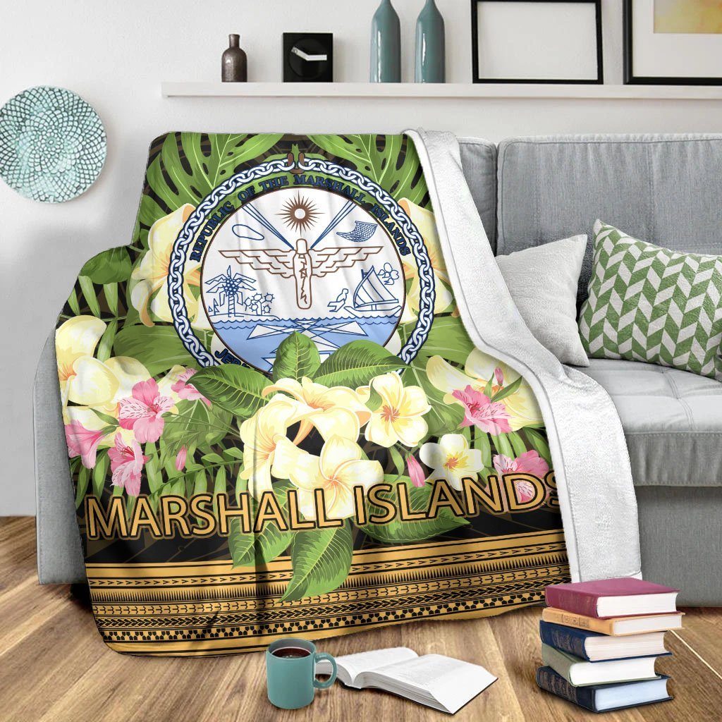 Marshall Islands Premium Blanket - Polynesian Gold Patterns Collection - Polynesian Pride