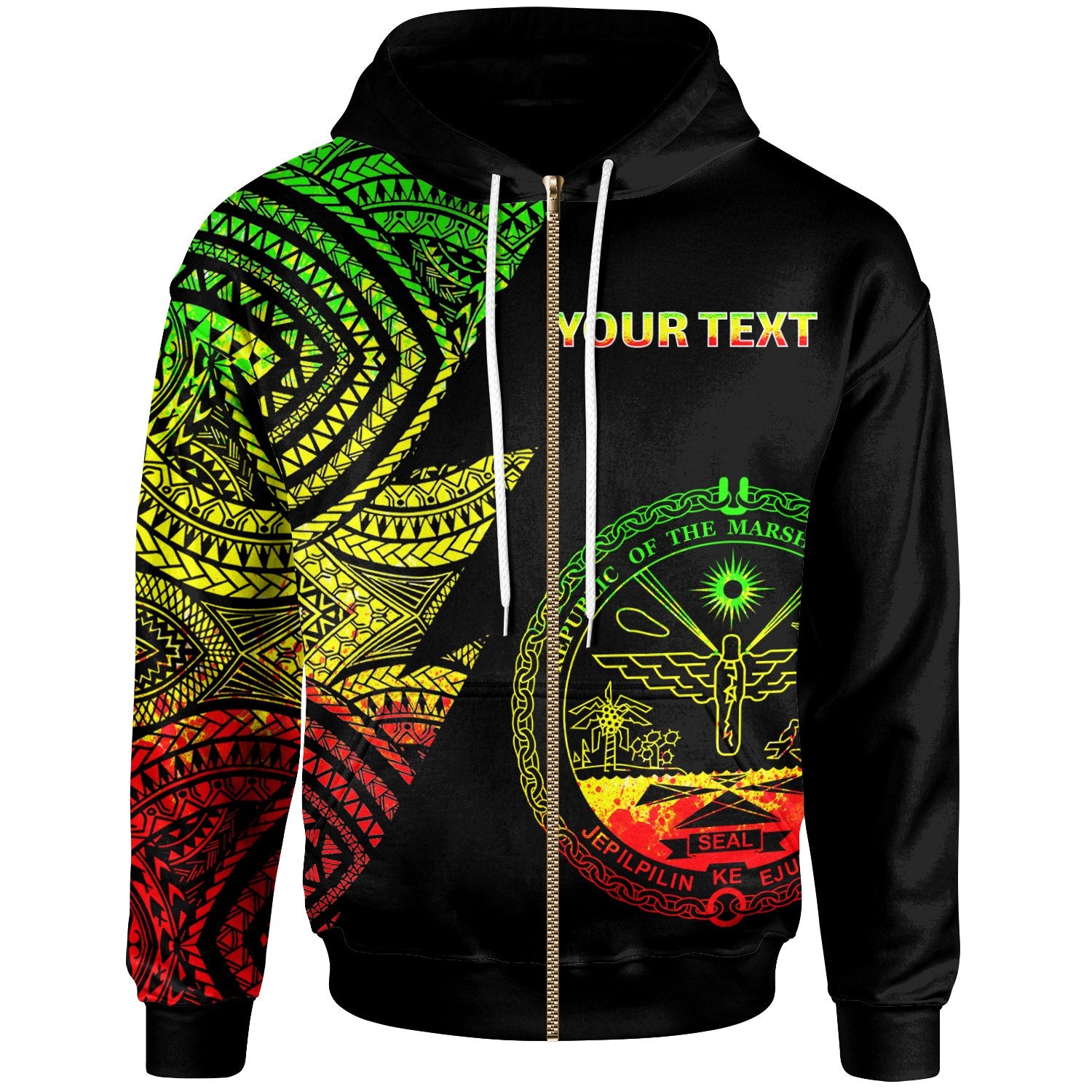 Marshall Islands Custom Personalized Zip up Hoodie Flash Style Reggae Unisex Reggae - Polynesian Pride