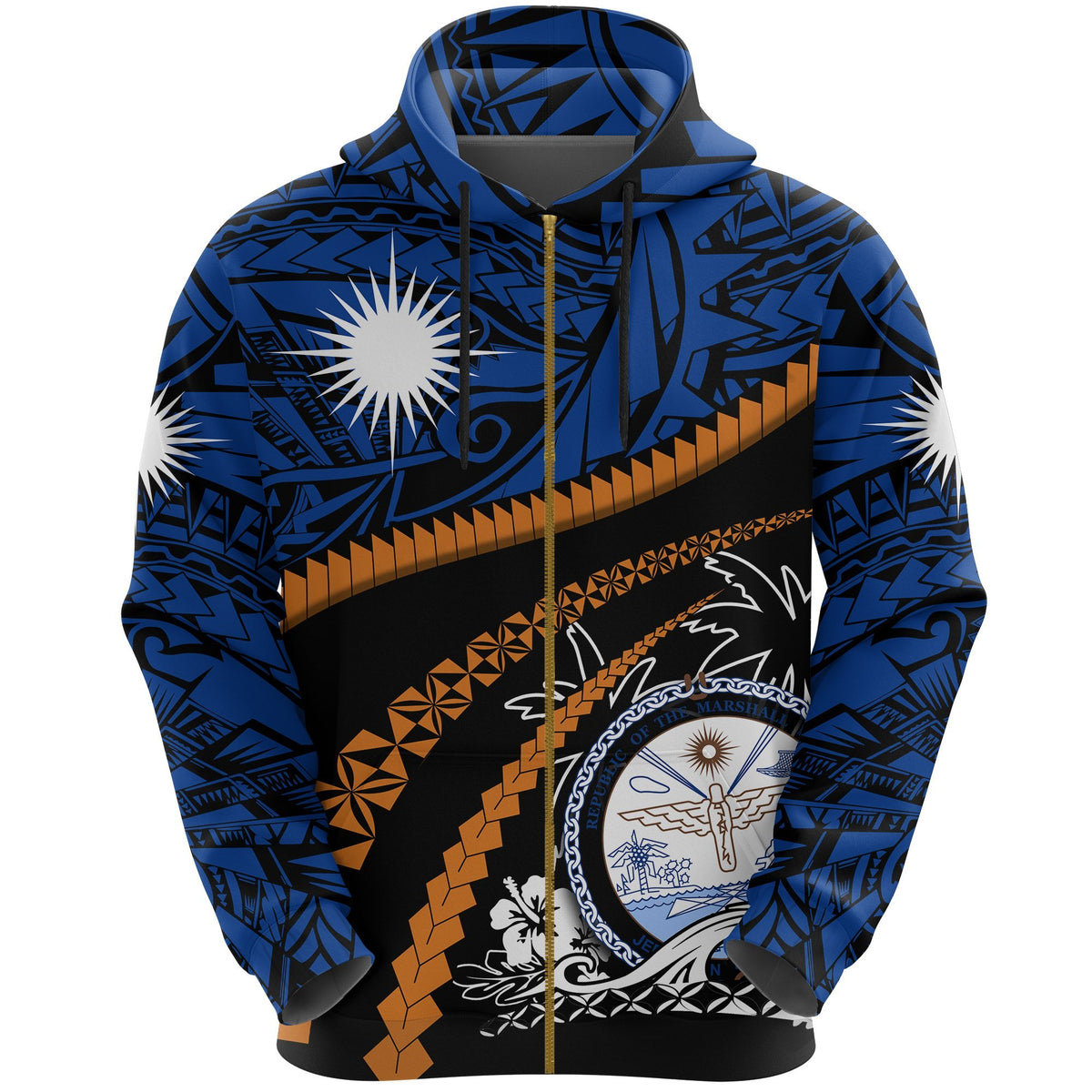 Marshall Islands Zip Hoodie Road To Hometown Unisex Blue - Polynesian Pride