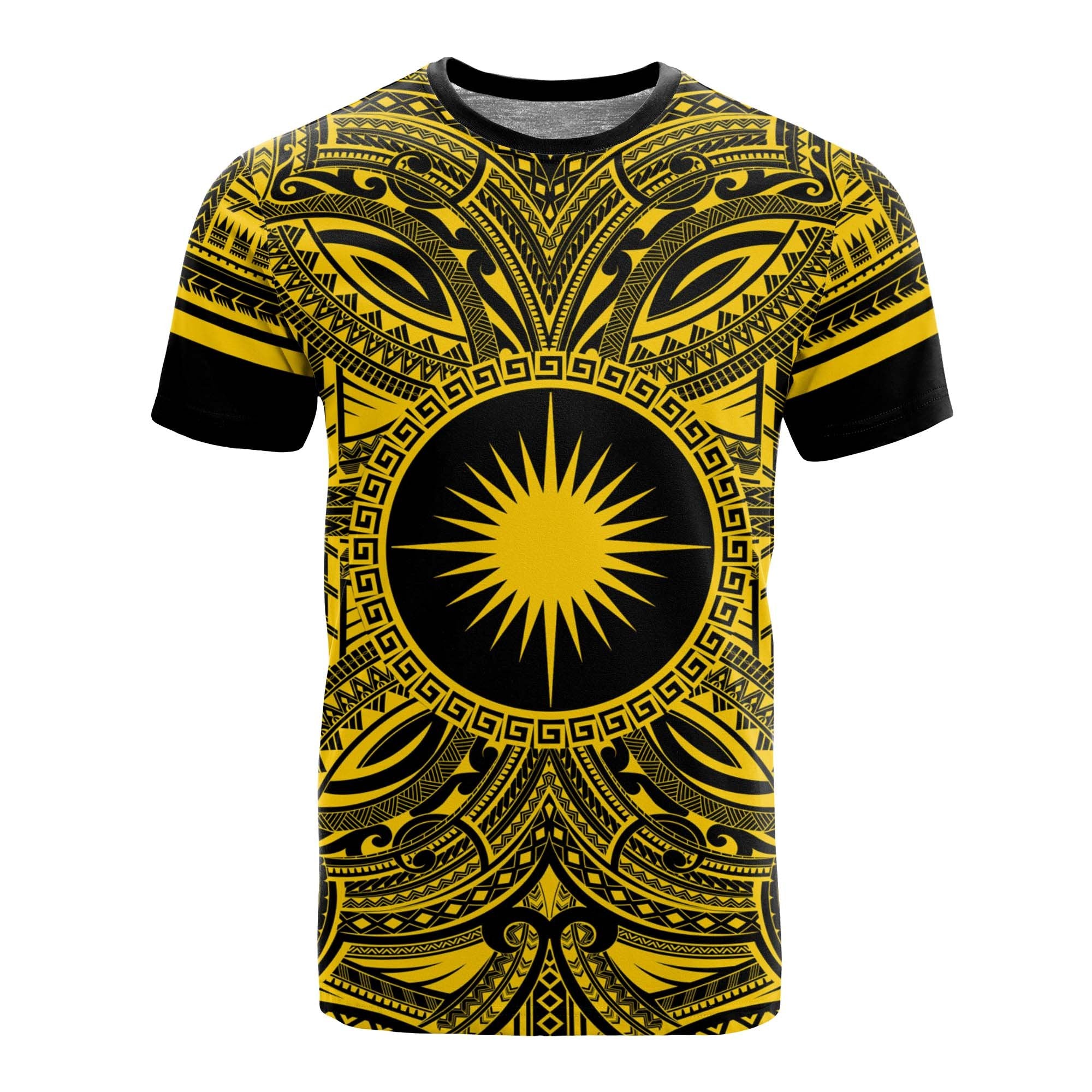 Marshall Islands All T Shirt Marshall Islands Coat Of Arms Polynesian Gold Black Unisex Gold - Polynesian Pride