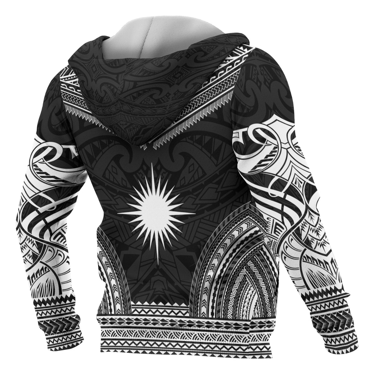 Marshall Islands Polynesian Chief Custom Zip up Hoodie Black Version - Polynesian Pride