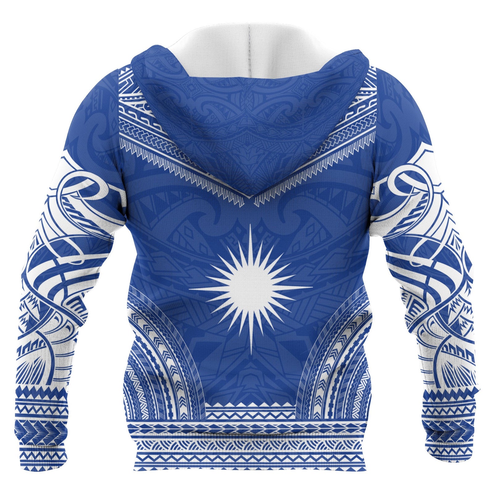 Marshall Islands Polynesian Chief Custom Zip up Hoodie Flag Version Unisex Blue - Polynesian Pride