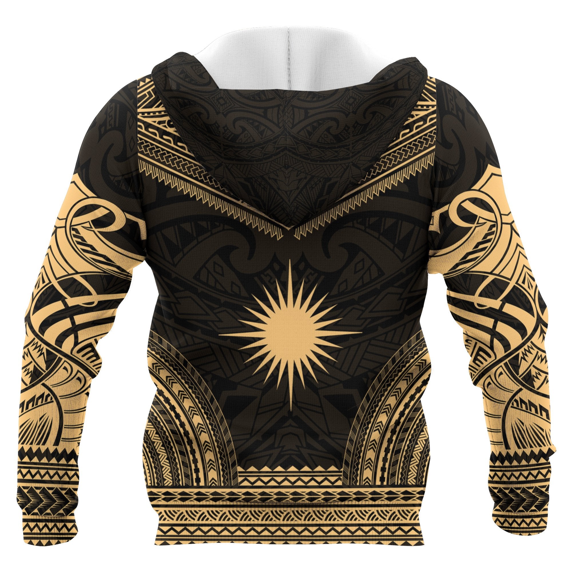 Marshall Islands Polynesian Chief Custom Zip up Hoodie Gold Version Unisex Gold - Polynesian Pride