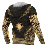 Marshall Islands Polynesian Chief Custom Zip up Hoodie Gold Version - Polynesian Pride