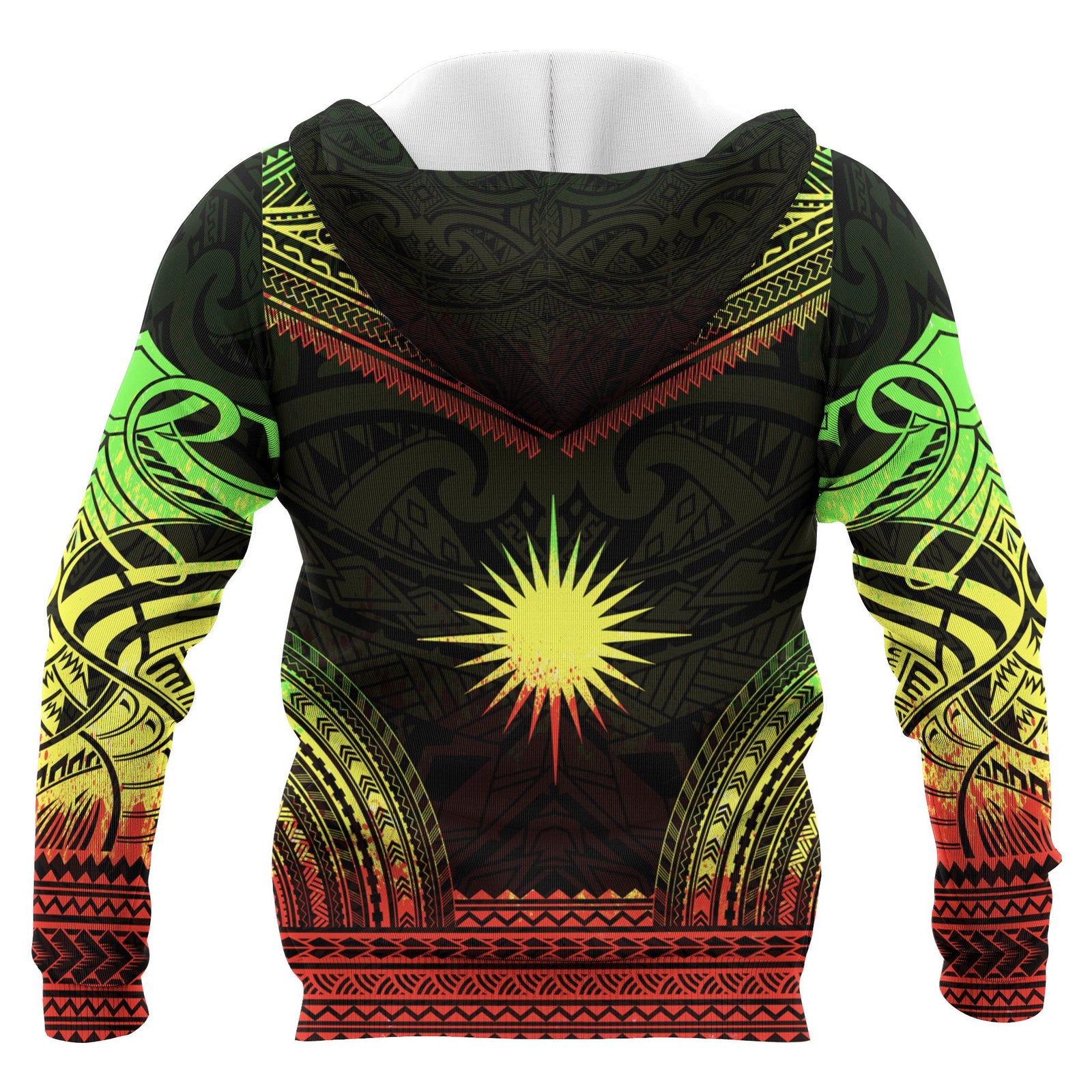 Marshall Islands Polynesian Chief Custom Zip up Hoodie Reggae Version Unisex Reggae - Polynesian Pride