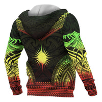 Marshall Islands Polynesian Chief Custom Zip up Hoodie Reggae Version - Polynesian Pride