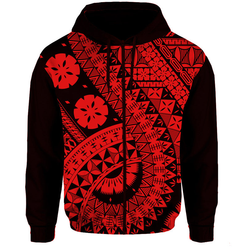 Polynesian Masi Kesa Red Style Hoodie LT9 Zip Hoodie Red - Polynesian Pride