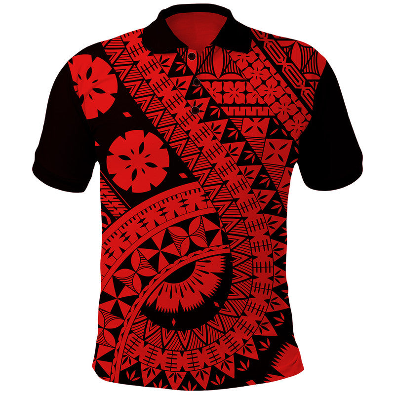 Polynesian Masi Kesa Red Style Polo Shirt LT9 Adult Red - Polynesian Pride