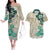 Polynesian Masi Tapa Green Hibiscus Matching Off Long Sleeve Dress and Hawaiian Shirt LT9 Black - Polynesian Pride