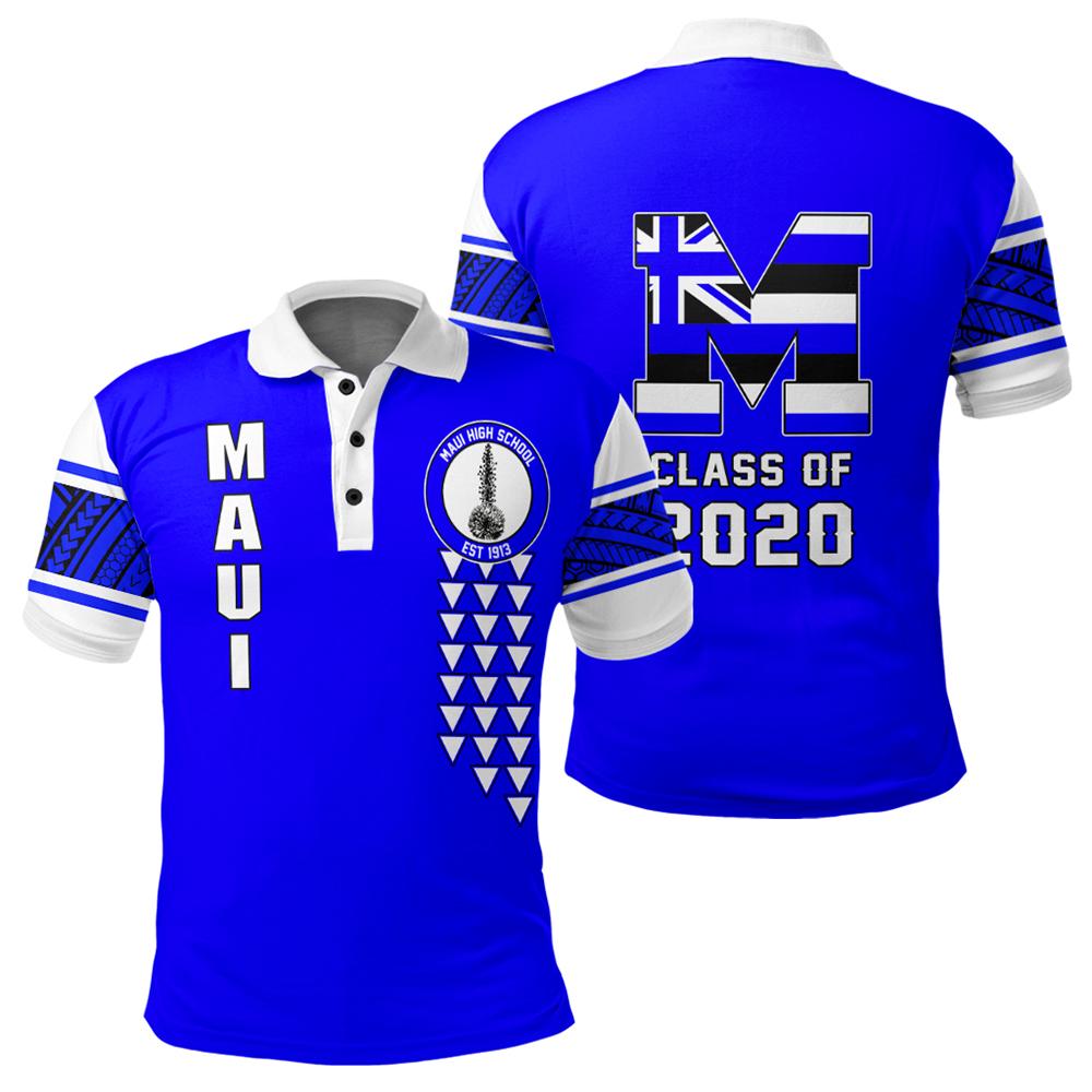 Custom Hawaii Polo Shirt Maui High Custom Your Class Polo Shirt Unisex Blue - Polynesian Pride