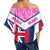 Hawaii Flag Maui Women's Off Shoulder Wrap Waist Top - Pink - Mit Style - AH - Polynesian Pride