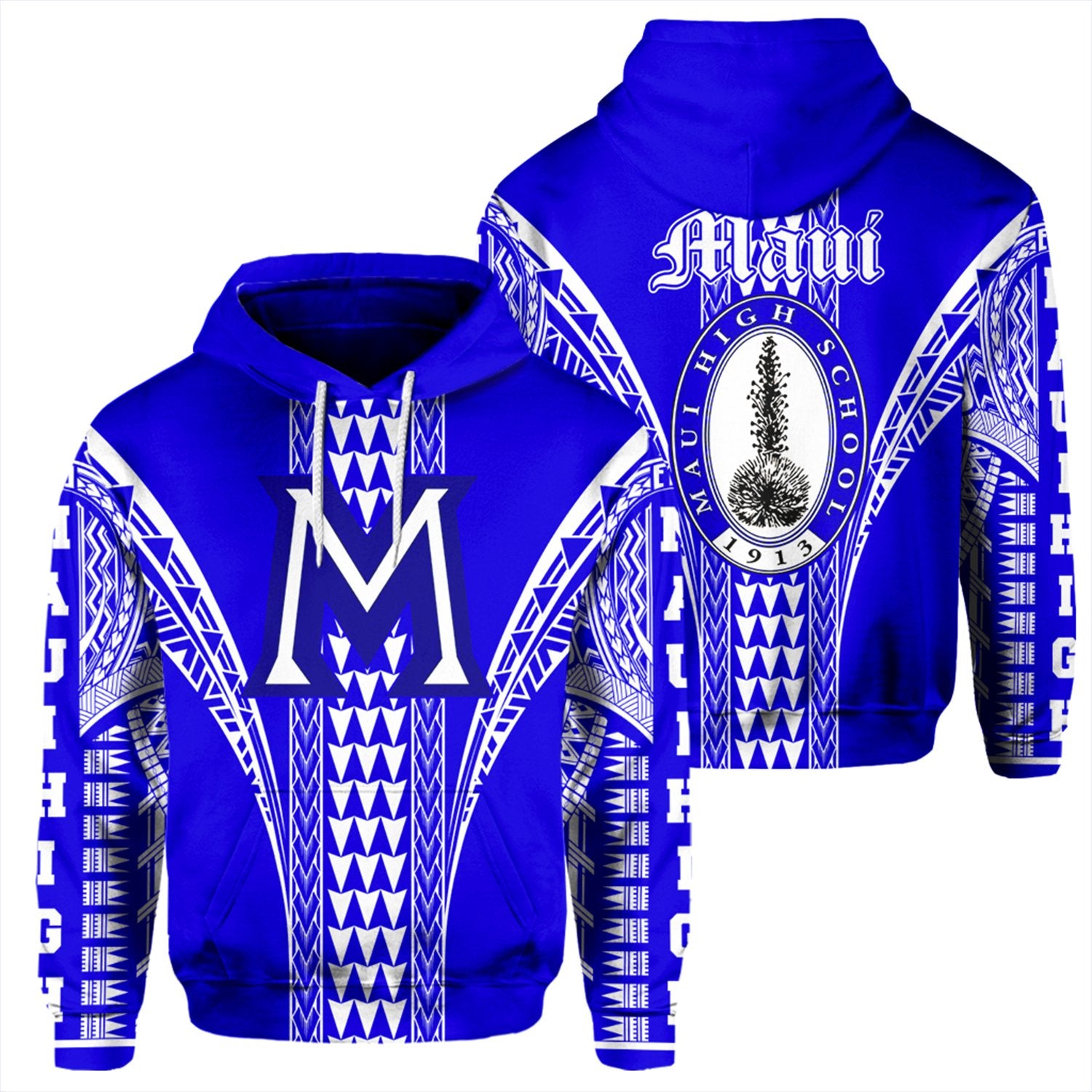 Hawaii Hoodie Maui High Pullover Hoodie Unisex Blue - Polynesian Pride