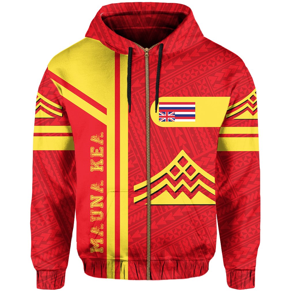 Hawaiian Polynesian Mauna Kea Zipper Hoodie Morale Style Red - Polynesian Pride