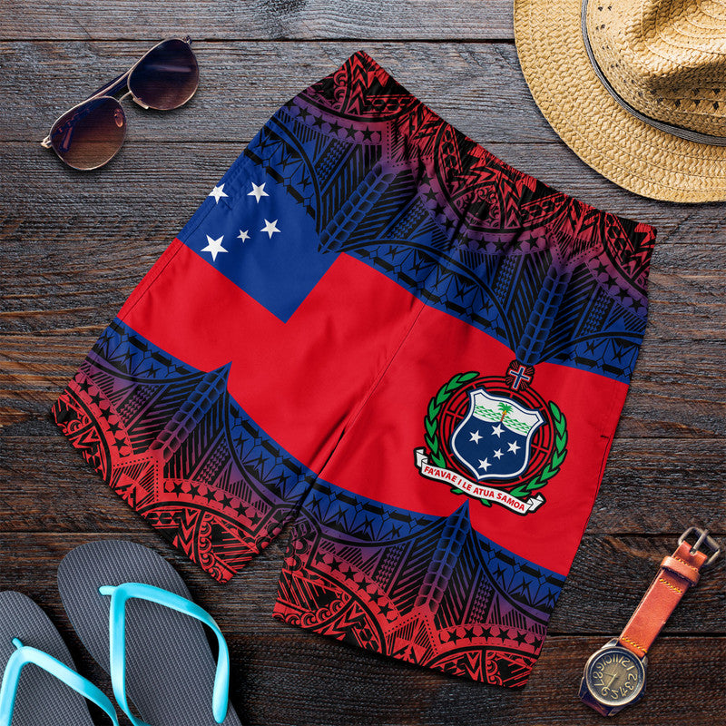 Samoa Men Shorts Mix Flag LT6 Blue - Polynesian Pride