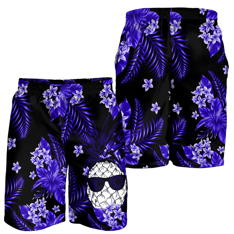 Hawaii Summer Colorful Pineapple Men Shorts Dark Blue LT6 Blue - Polynesian Pride