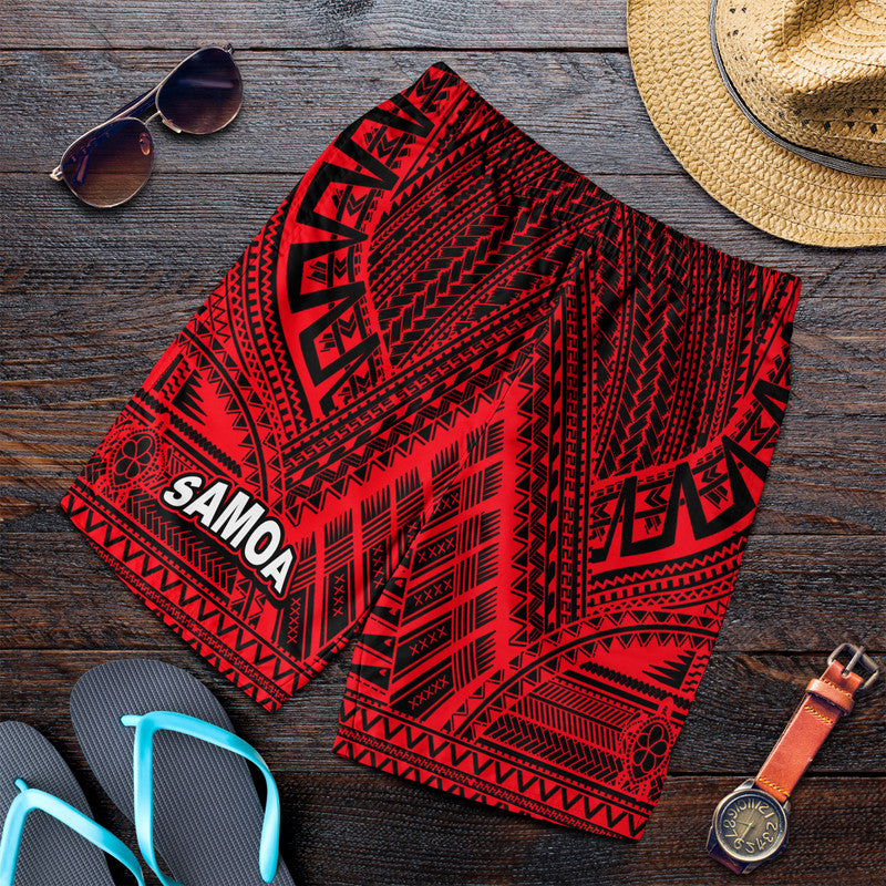 Samoa Ula Nifo Tribal Short Men Red Style LT6 Red - Polynesian Pride