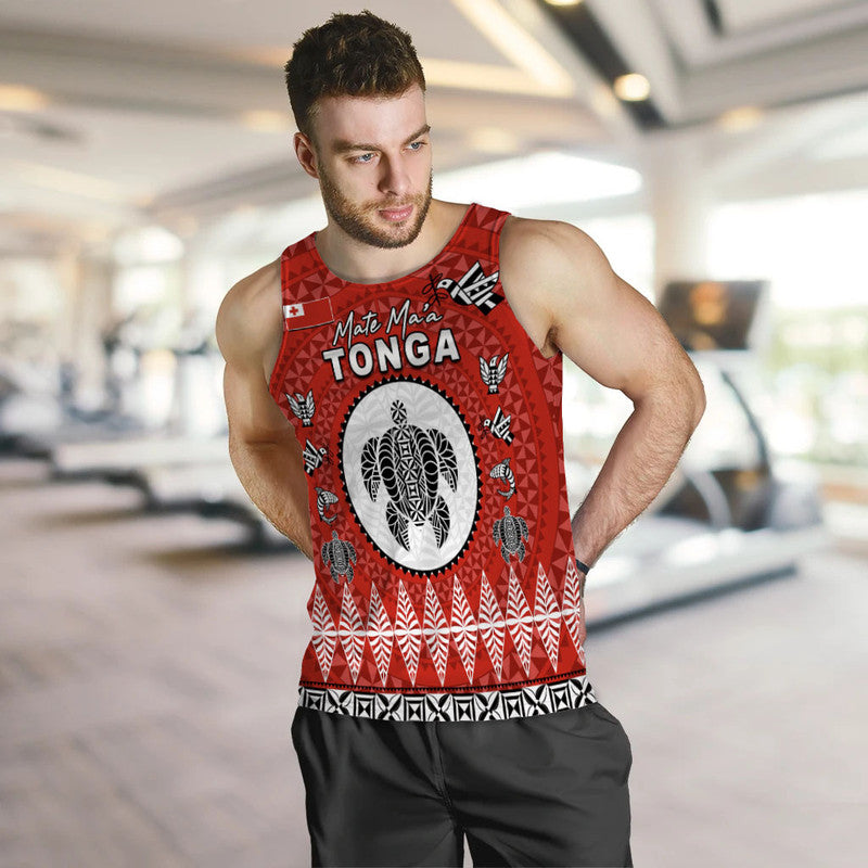 Mate Ma'a Tonga Ngatu Fonu Rugby Men Tank Top LT6 - Polynesian Pride
