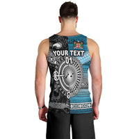 (Custom Personalised) New Zealand Maori Aotearoa Fiji Tapa Together Men Tank Top - Black, Custom Text And Number LT8 - Polynesian Pride