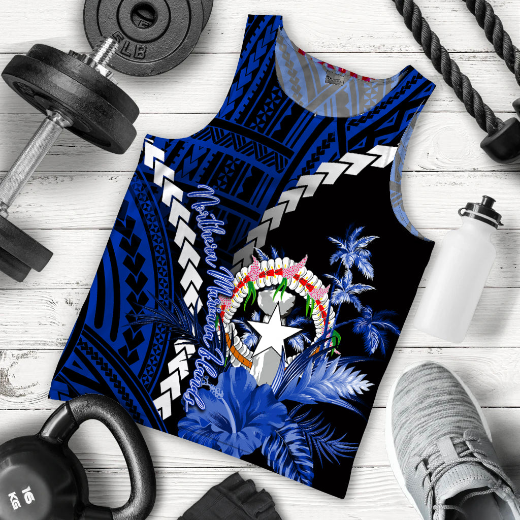 Northern Mariana Islands Men Tank Top Polynesian Style Blue Color LT6 Blue - Polynesian Pride