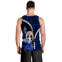 Northern Mariana Islands Men Tank Top Polynesian Style Blue Color LT6 - Polynesian Pride