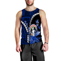 Northern Mariana Islands Men Tank Top Polynesian Style Blue Color LT6 - Polynesian Pride