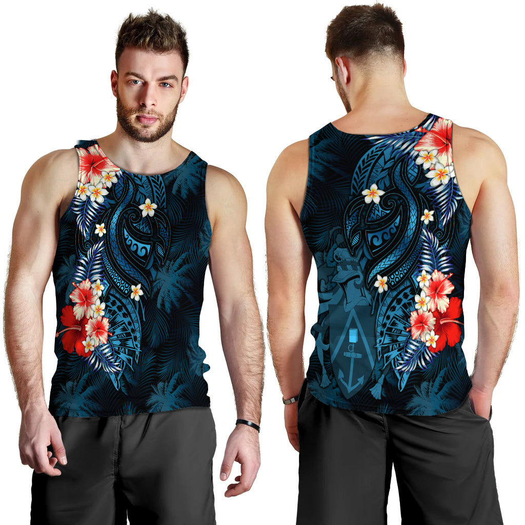 Pitcairn Islands Coconut Tree Turtle Polynesia Men Tank Top - LT2 BLUE - Polynesian Pride