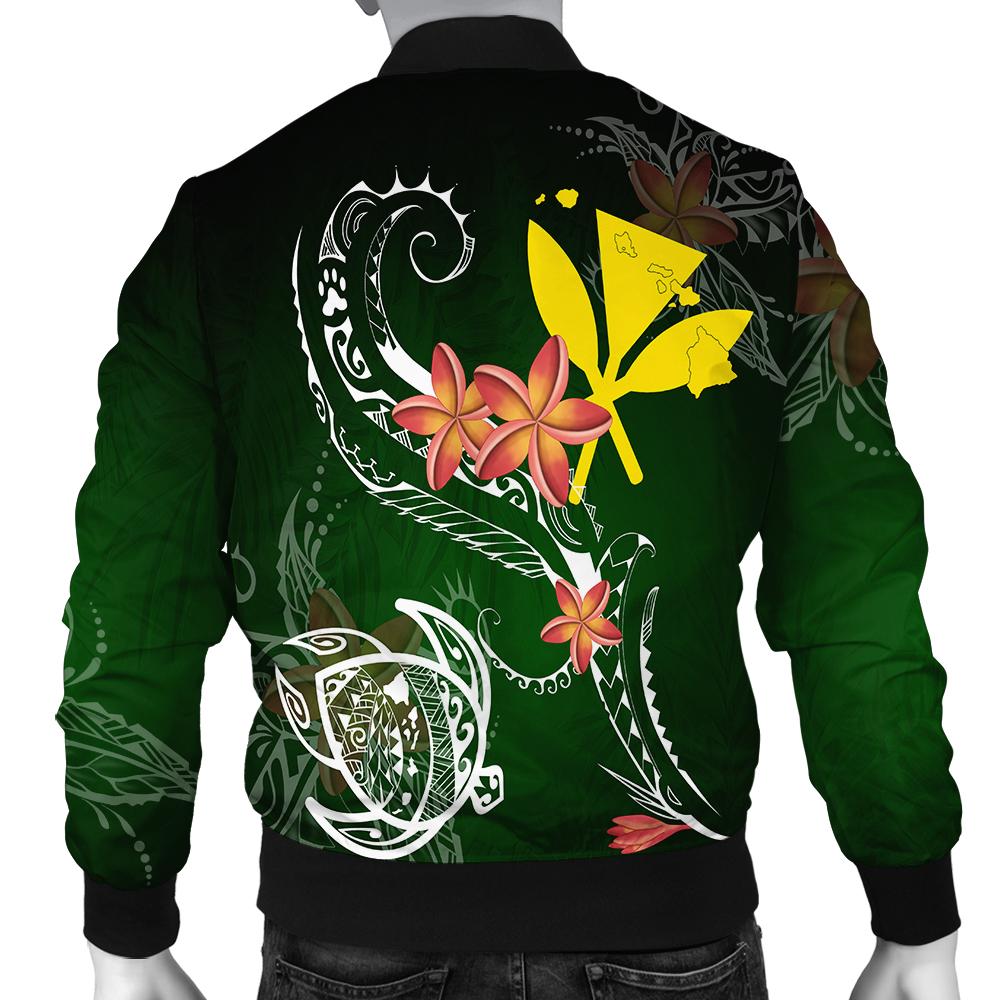 Hawaii Turtle Plumeria Polynesian Bomber Jacket - Luck Style - AH - Polynesian Pride